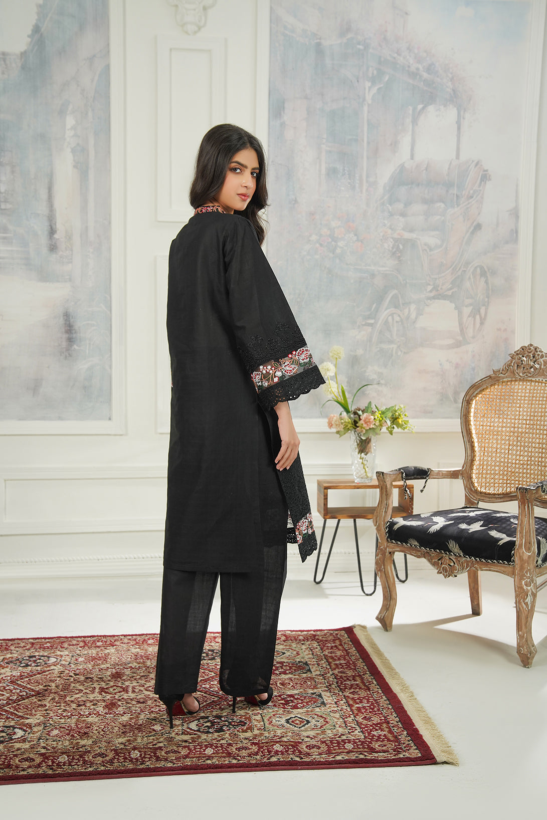 2-PC Embroidered Cambric