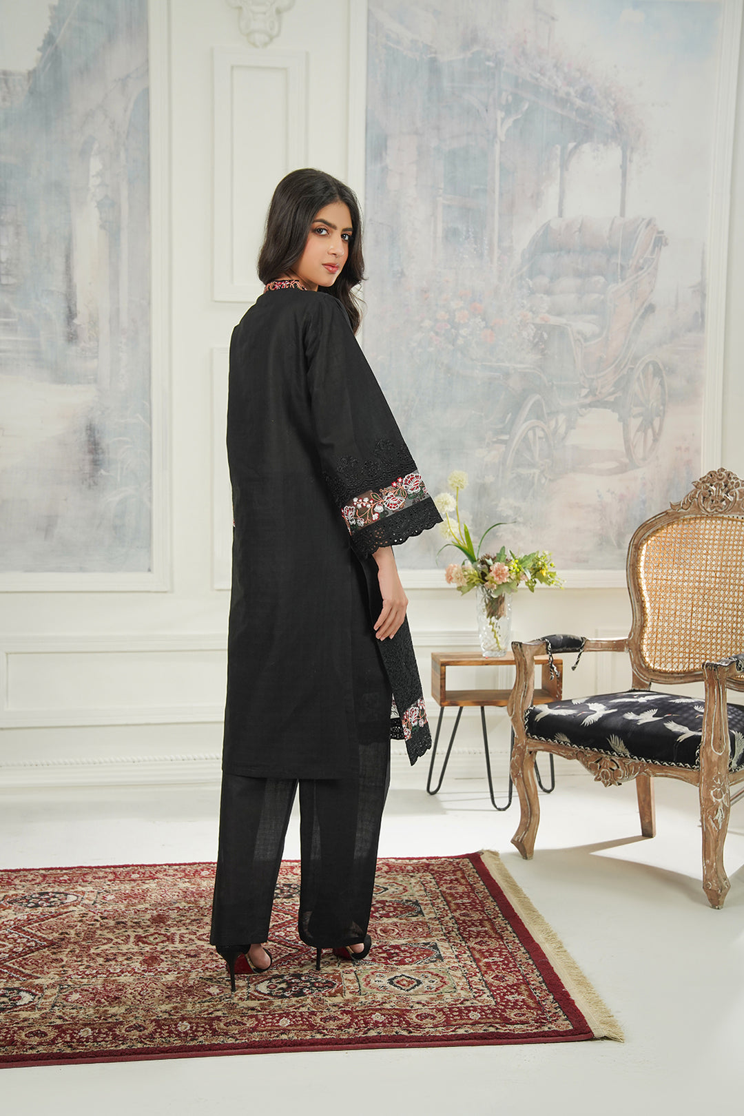 2-PC Embroidered Cambric