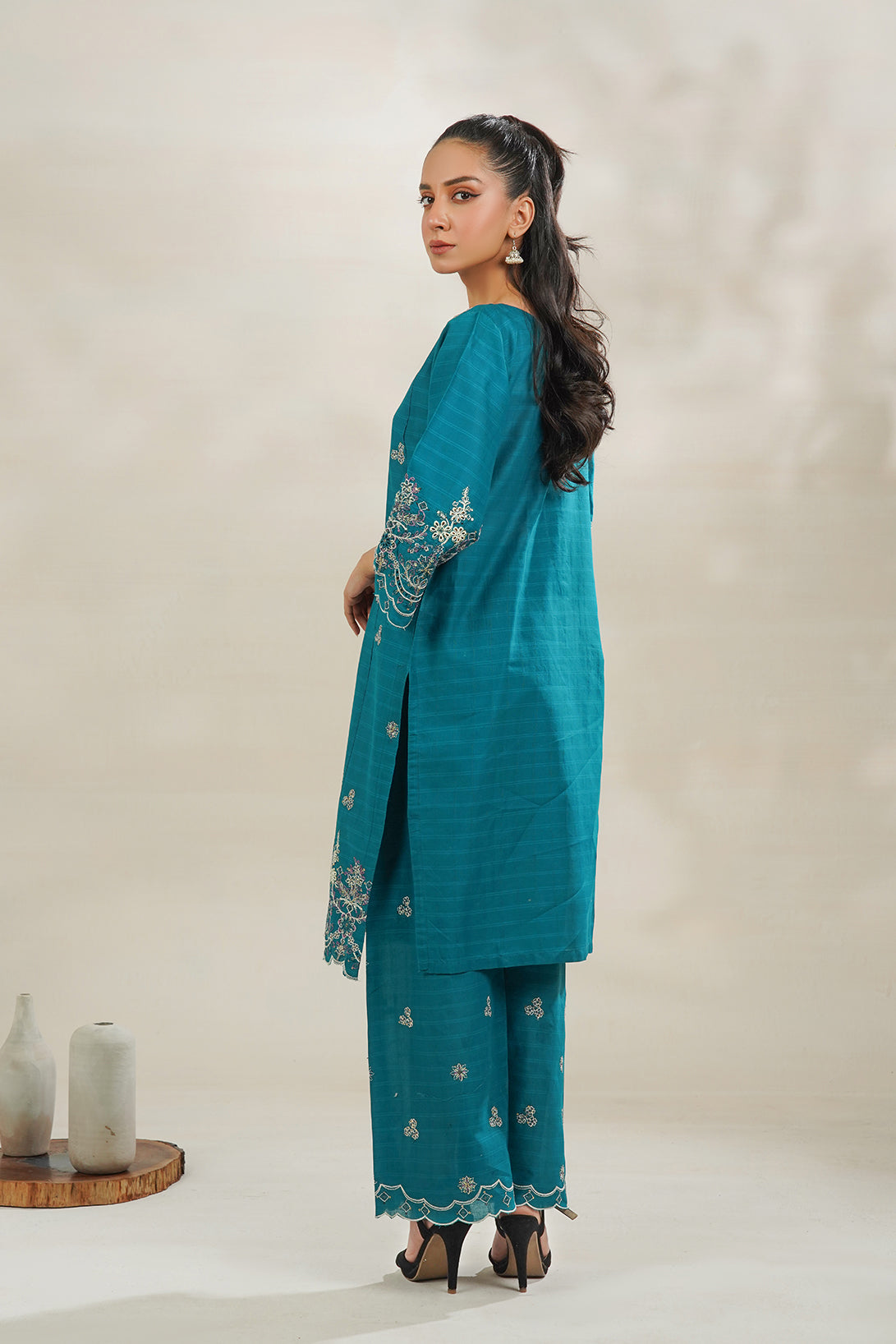 2-PC Embroidered Cambric