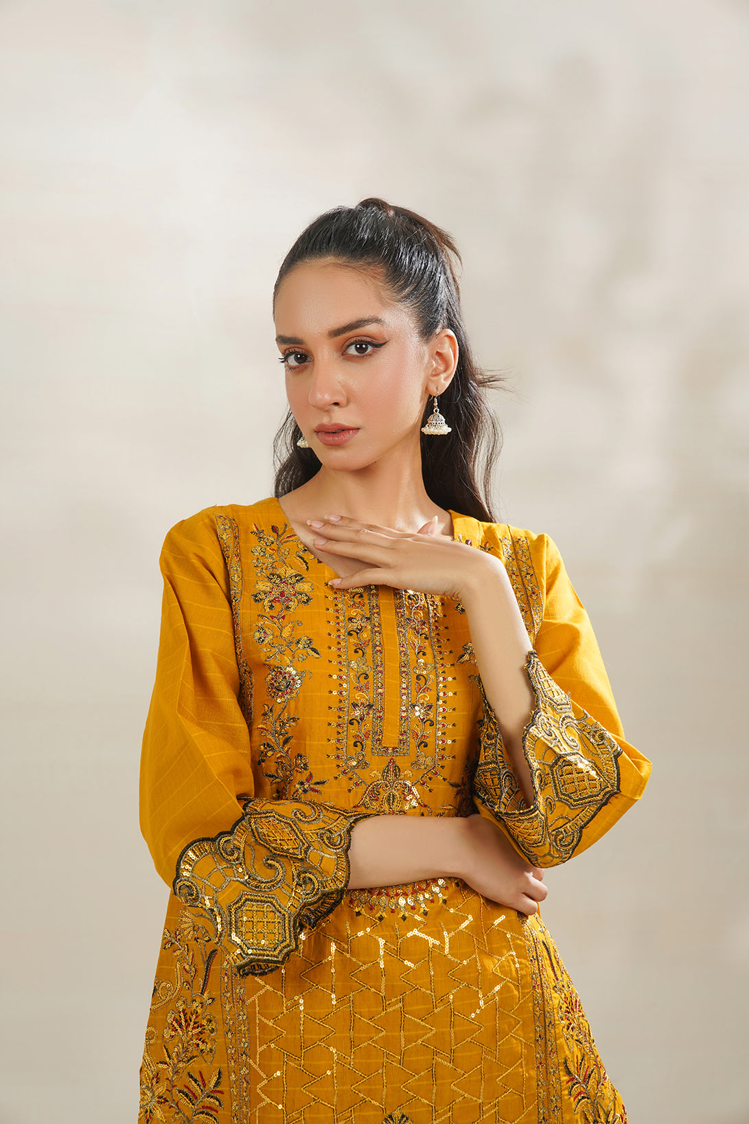2-PC Embroidered Cambric