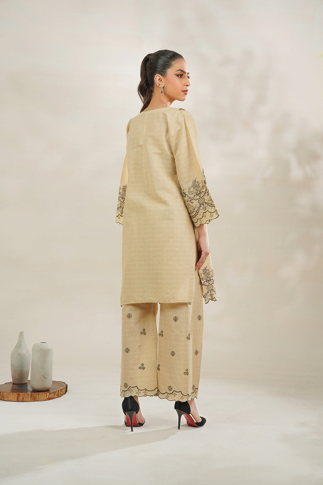 2-PC Embroidered Cambric
