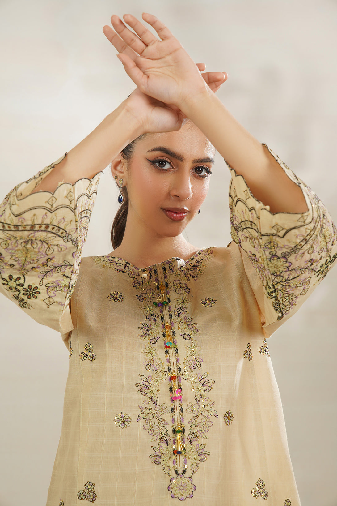 2-PC Embroidered Cambric