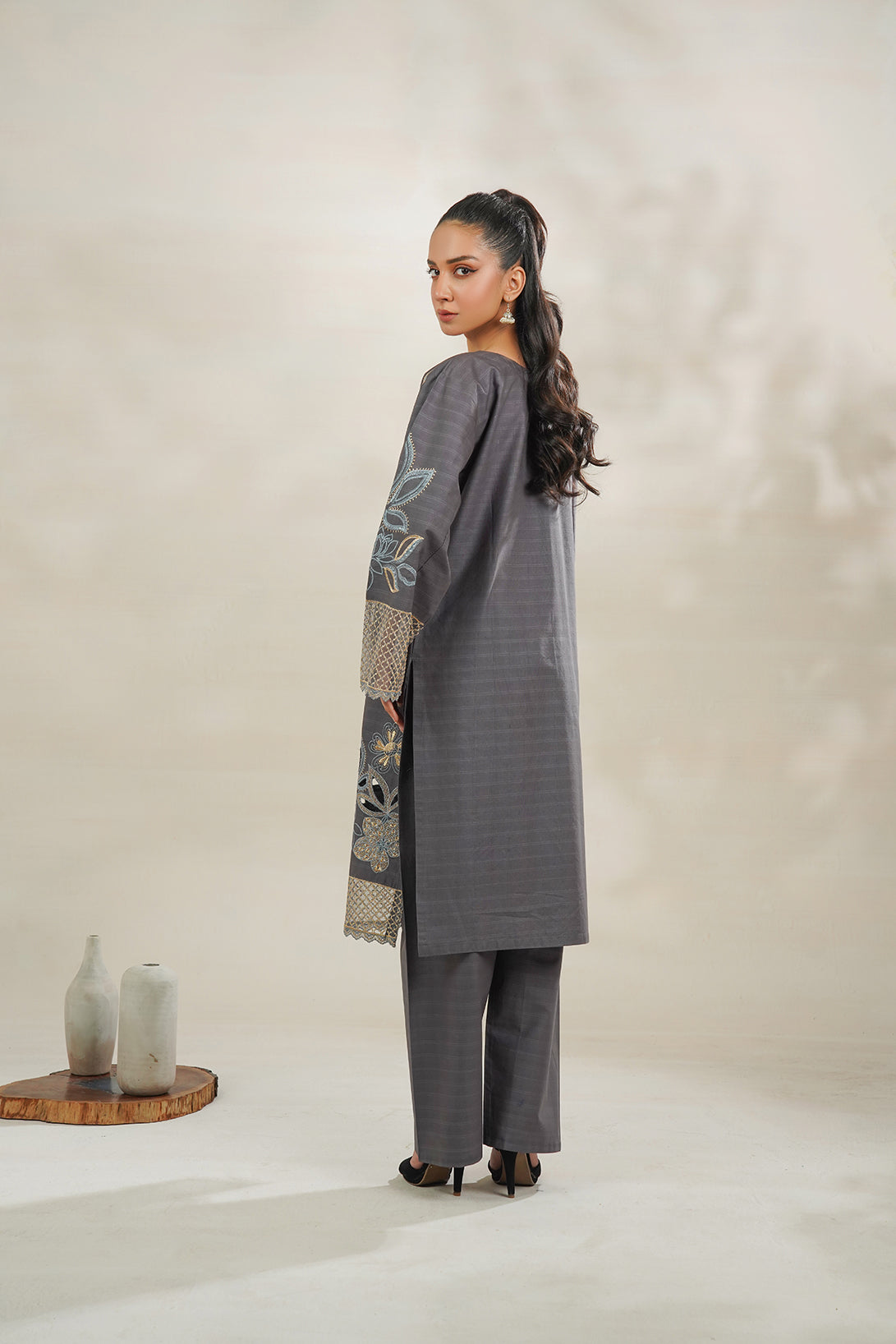 2-PC Embroidered Cambric