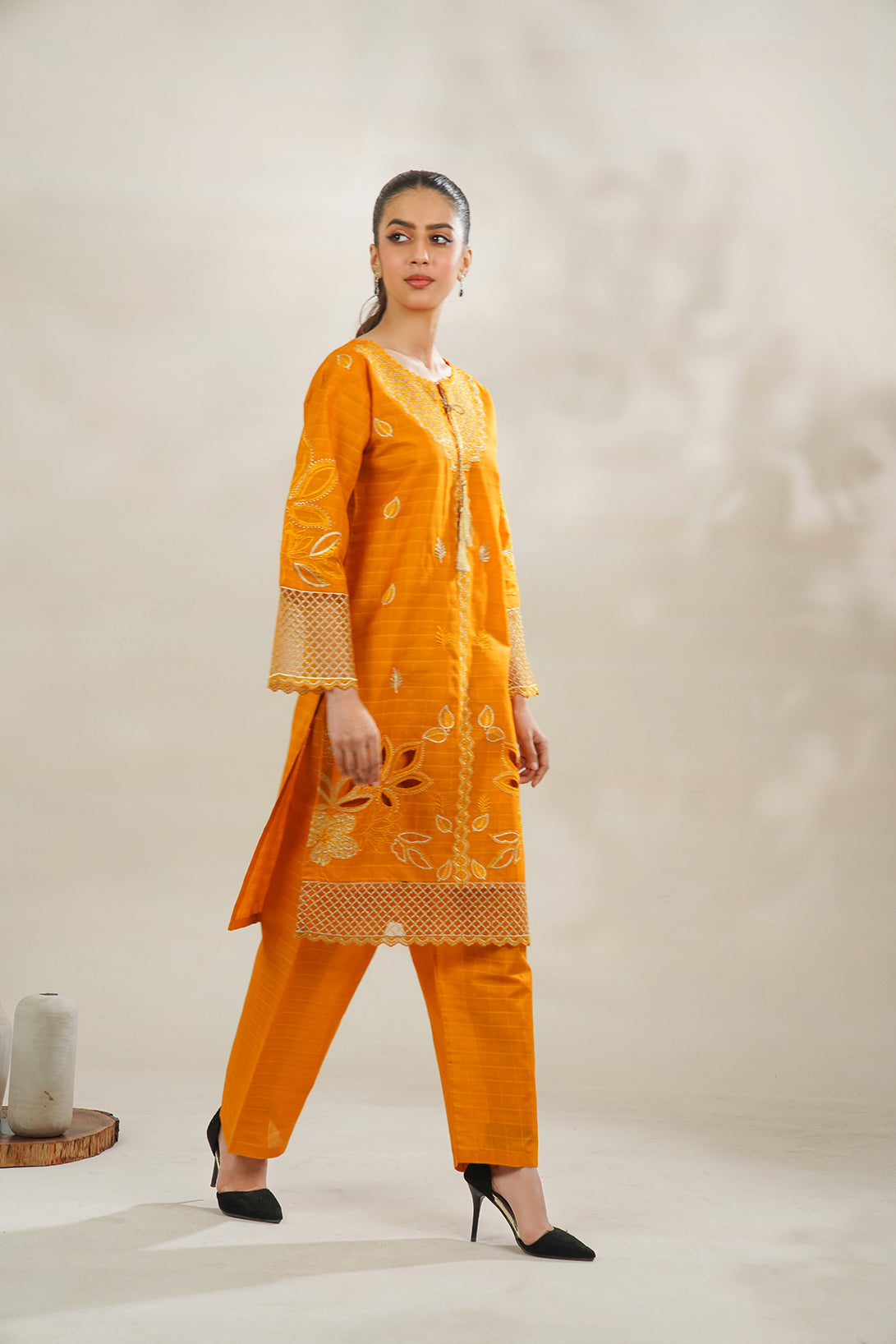 2-PC Embroidered Cambric