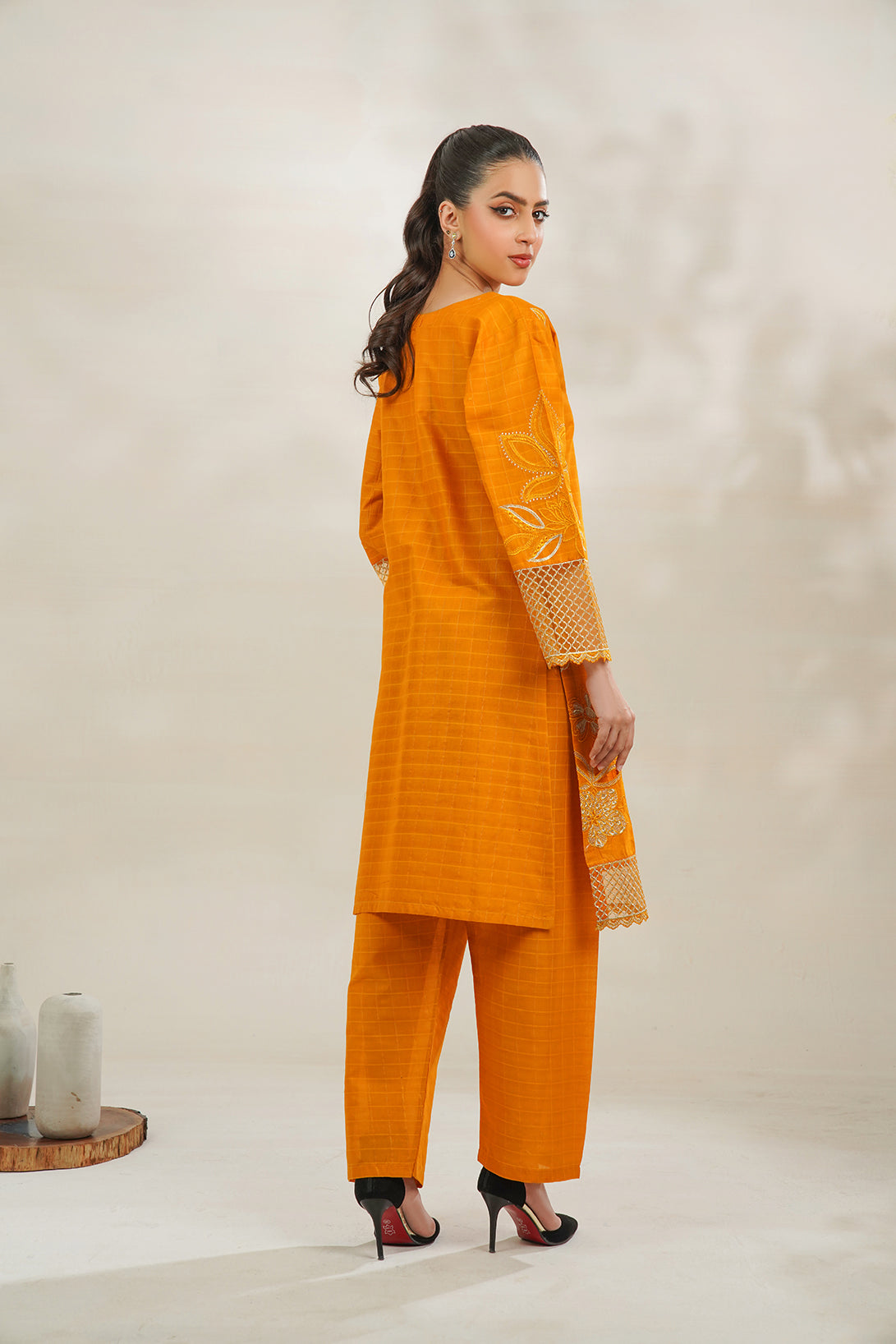 2-PC Embroidered Cambric