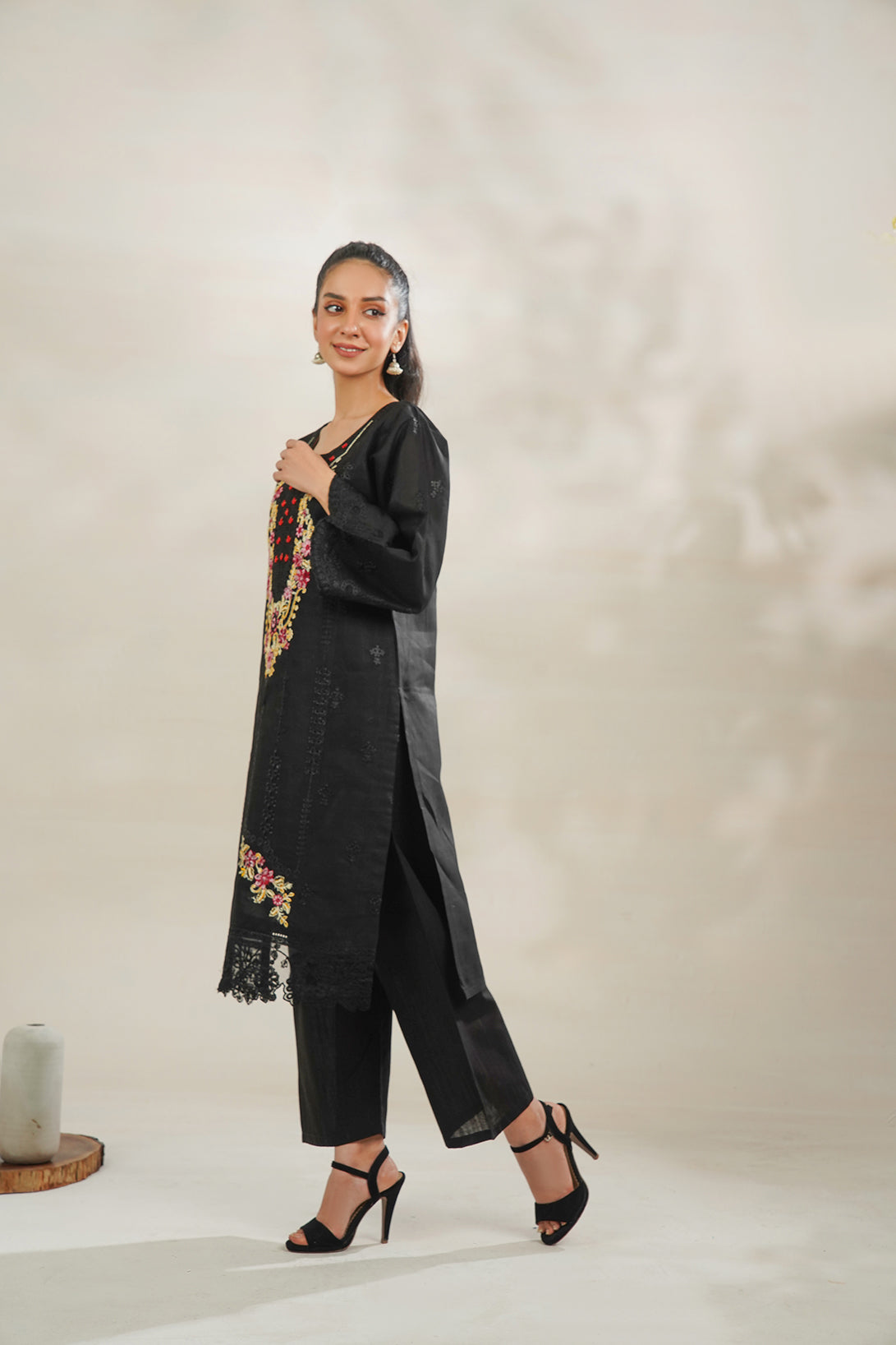 2-PC Embroidered Cambric