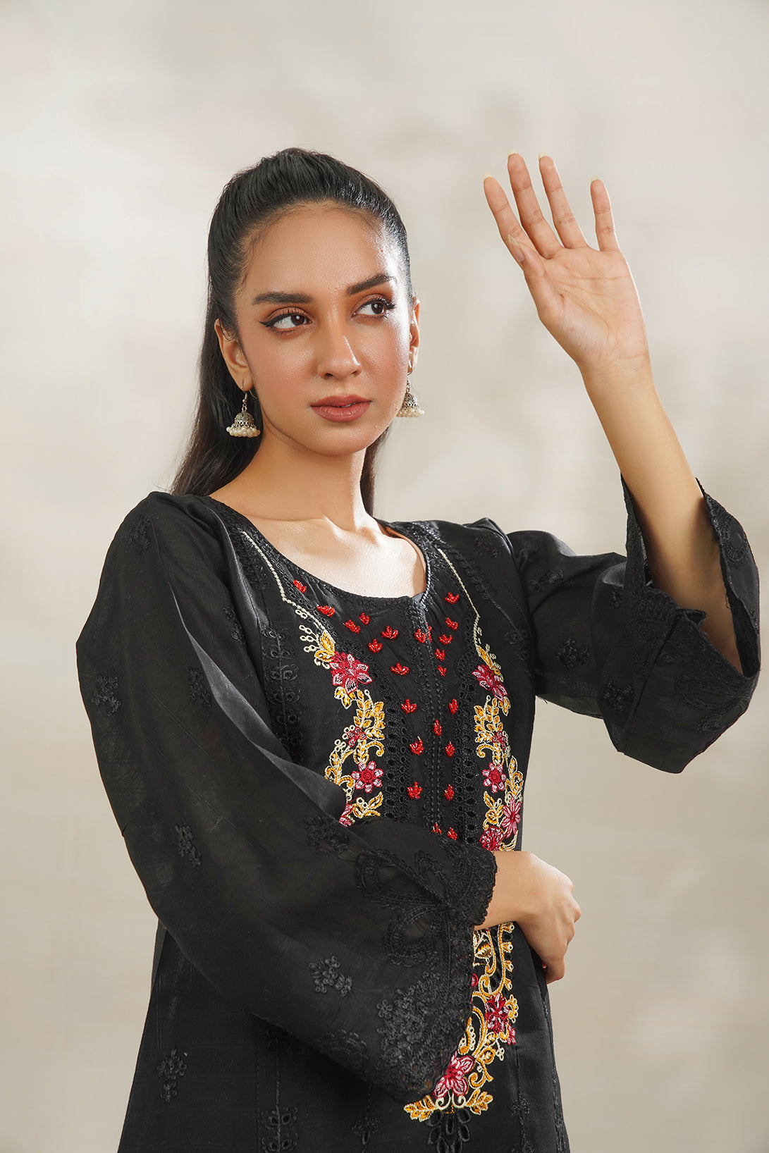 2-PC Embroidered Cambric