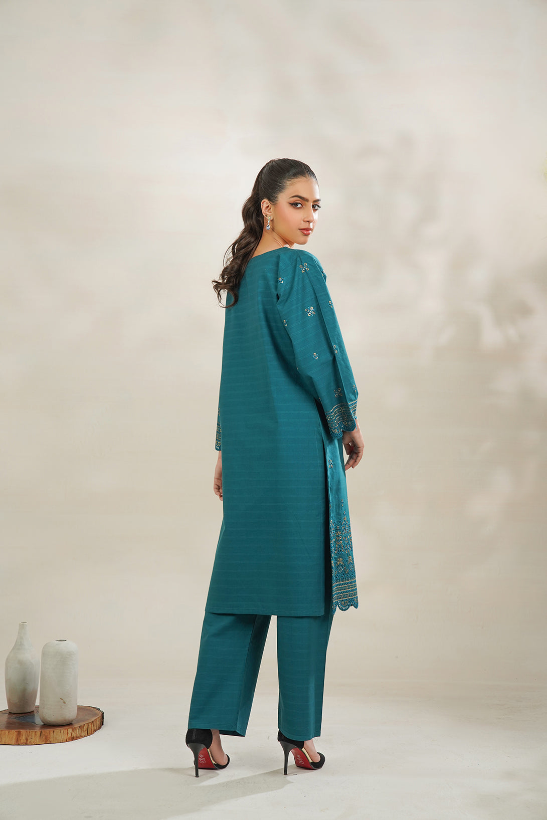 2-PC Embroidered Cambric