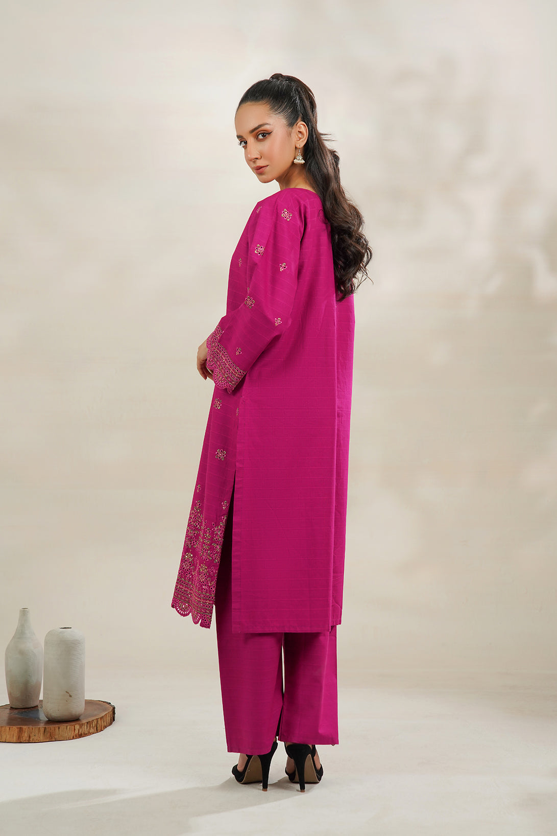 2-PC Embroidered Cambric