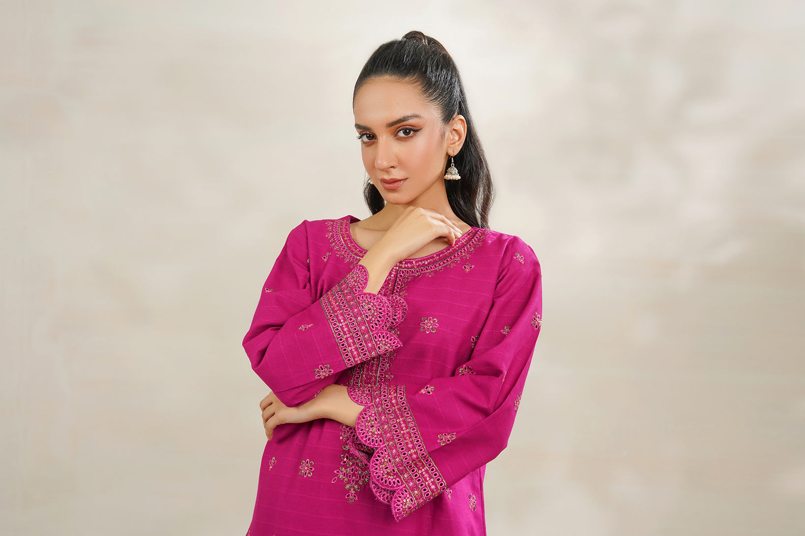 2-PC Embroidered Cambric