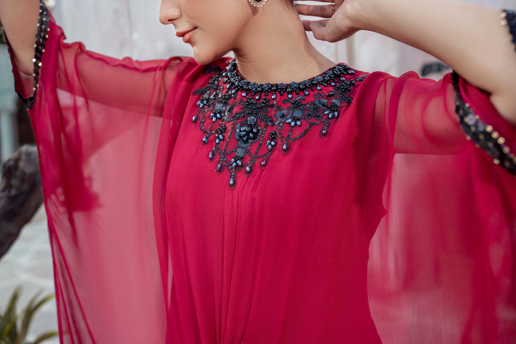 1-PC Formal Embroidered chiffon