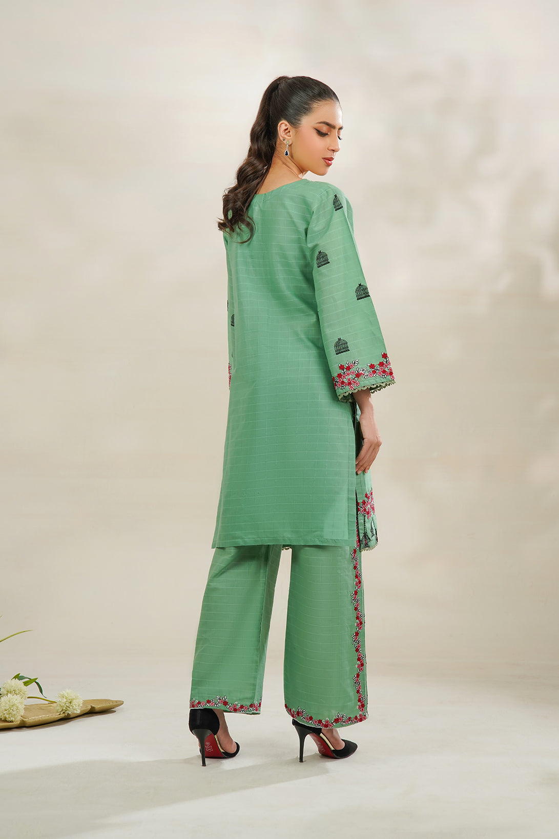 2-PC Embroidered Cambric