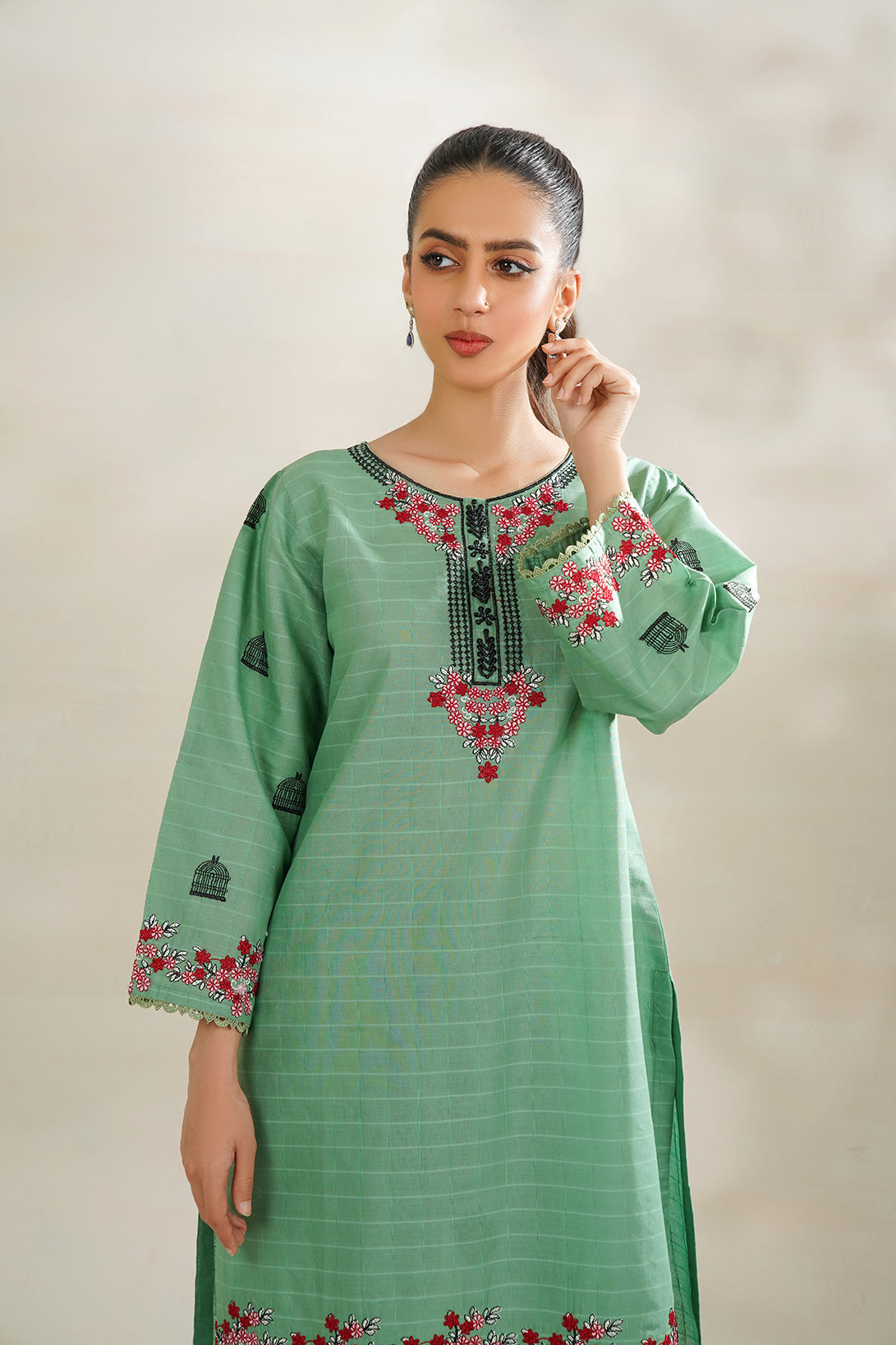 2-PC Embroidered Cambric