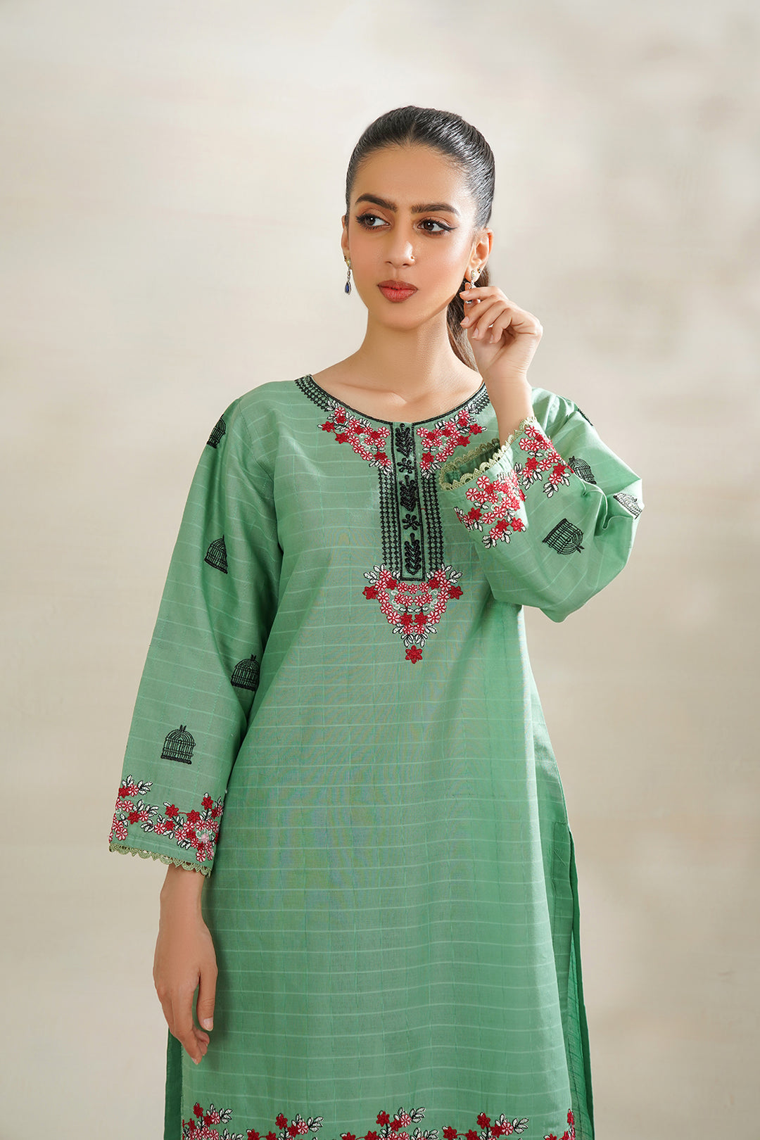 2-PC Embroidered Cambric