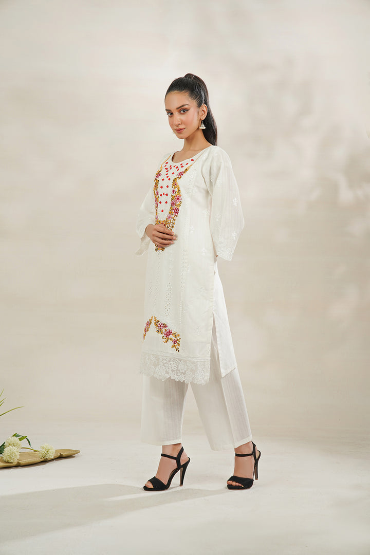 2-PC Embroidered Cambric