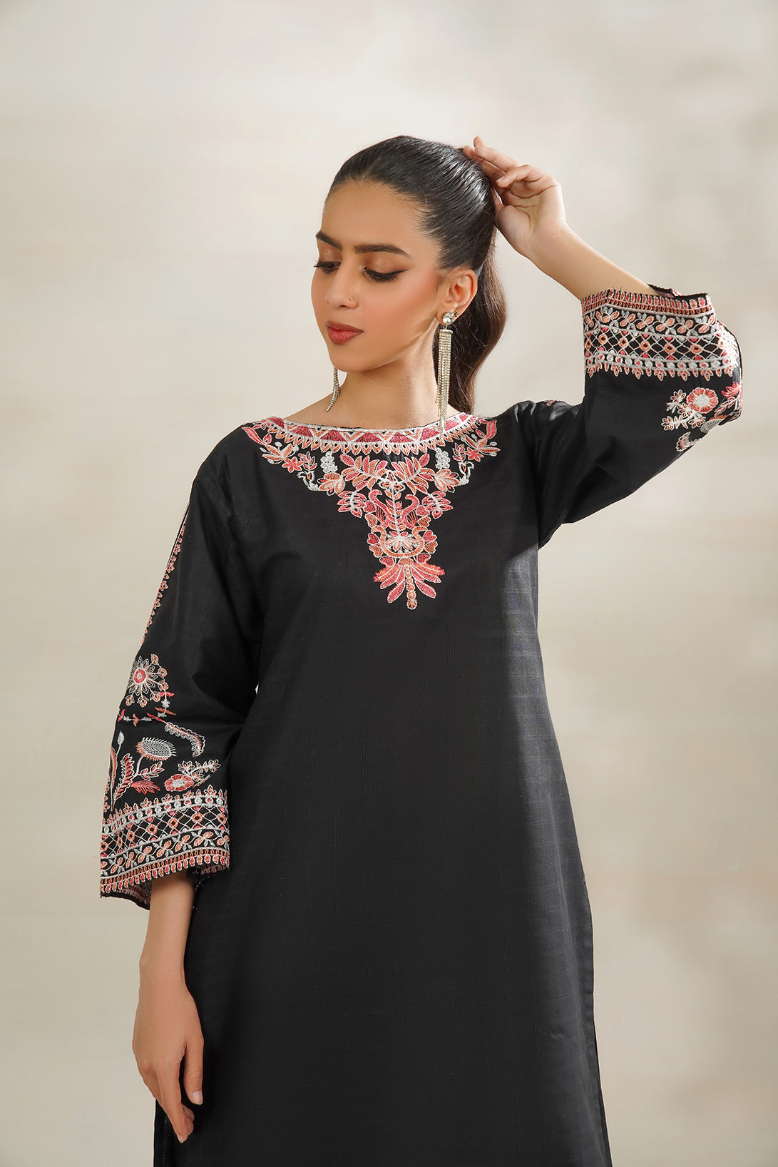 2-PC Embroidered Cambric