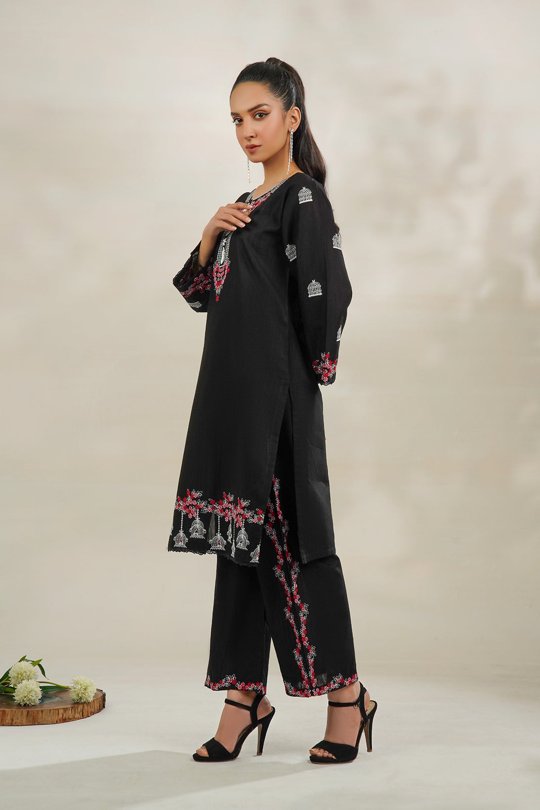 2-PC Embroidered Cambric