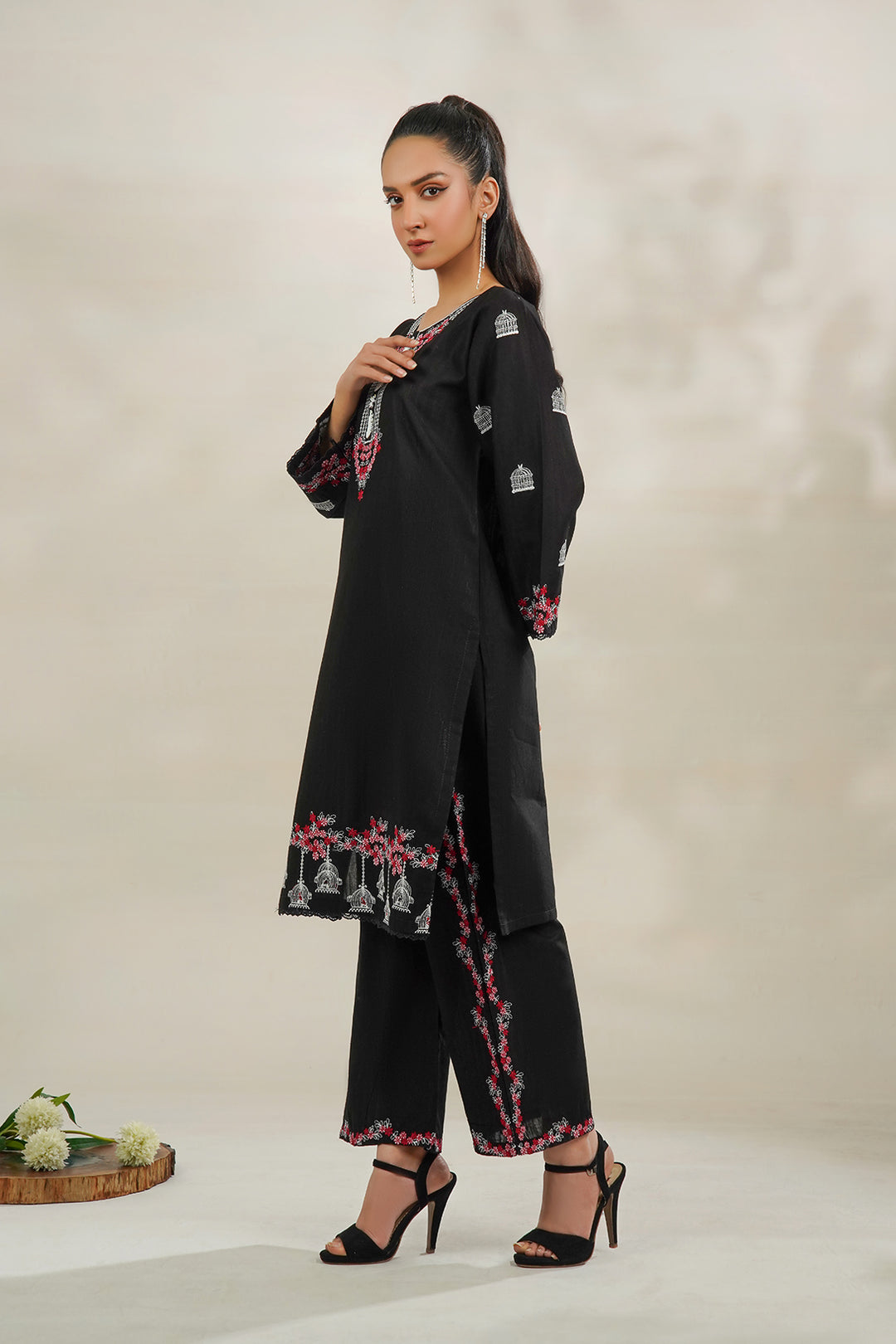 2-PC Embroidered Cambric