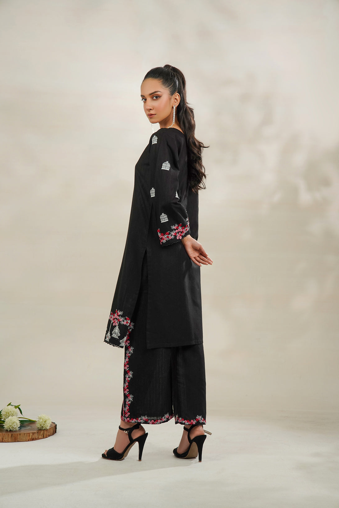 2-PC Embroidered Cambric