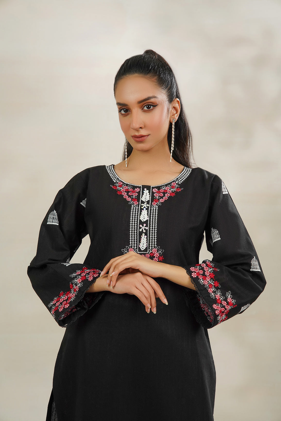 2-PC Embroidered Cambric