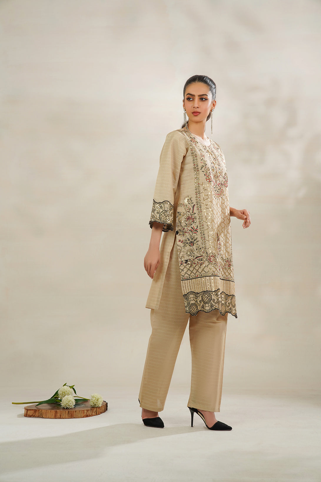 2-PC Embroidered Cambric