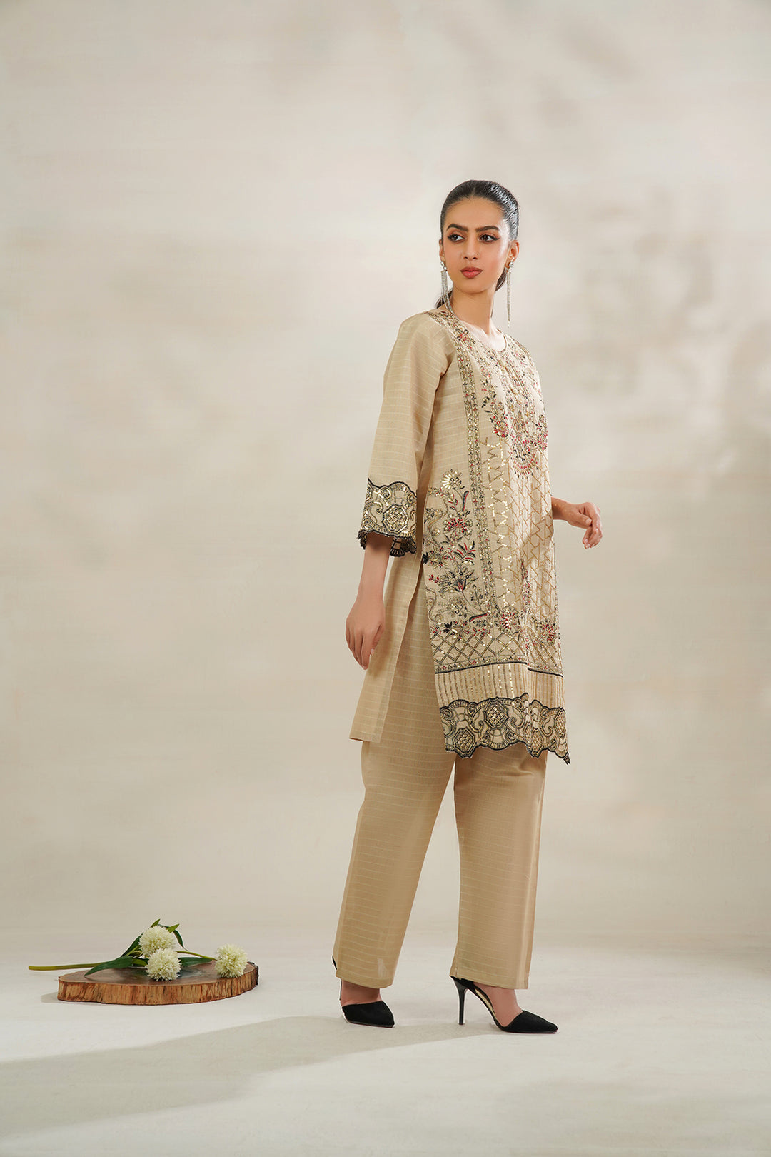 2-PC Embroidered Cambric