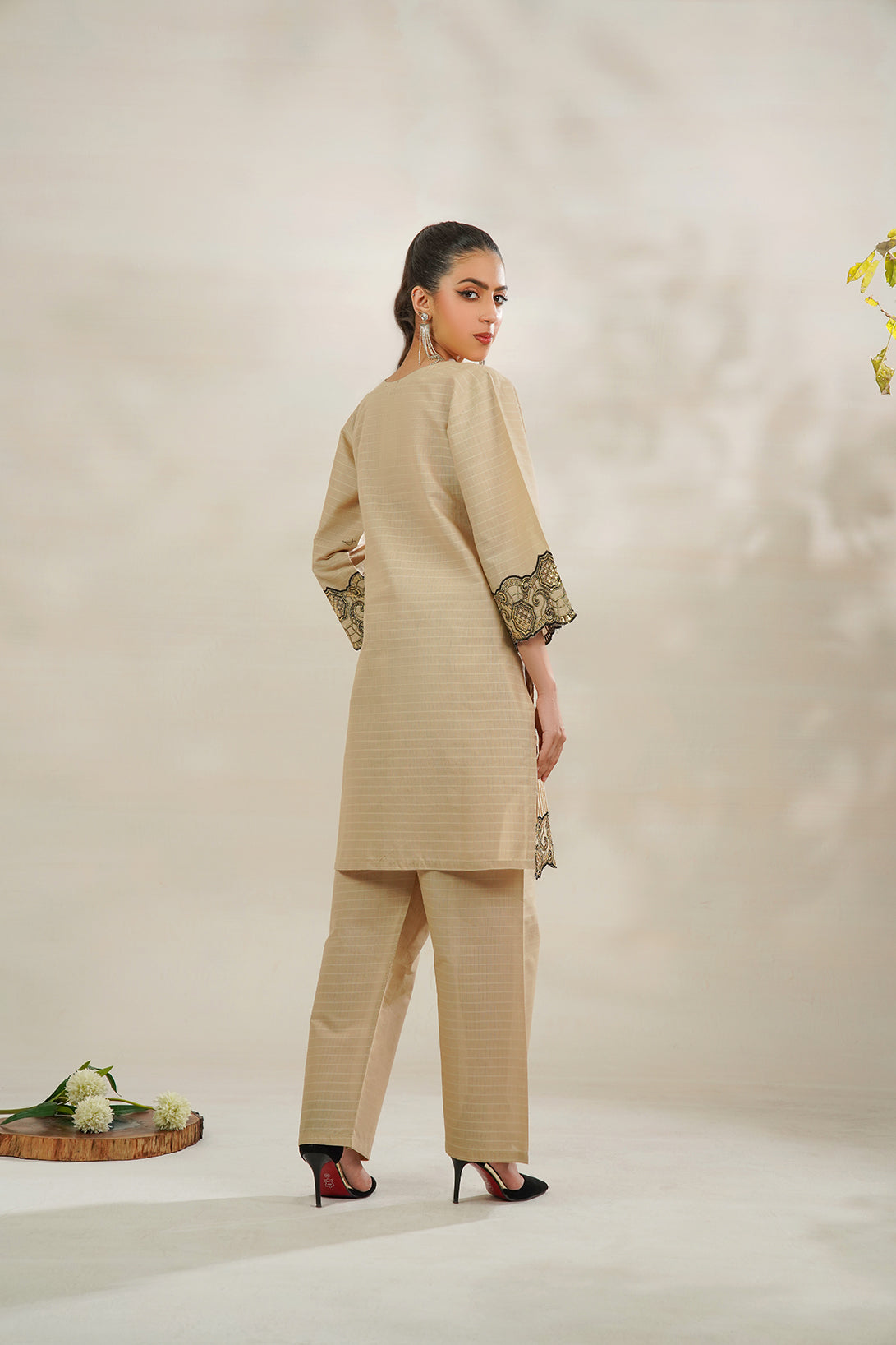 2-PC Embroidered Cambric