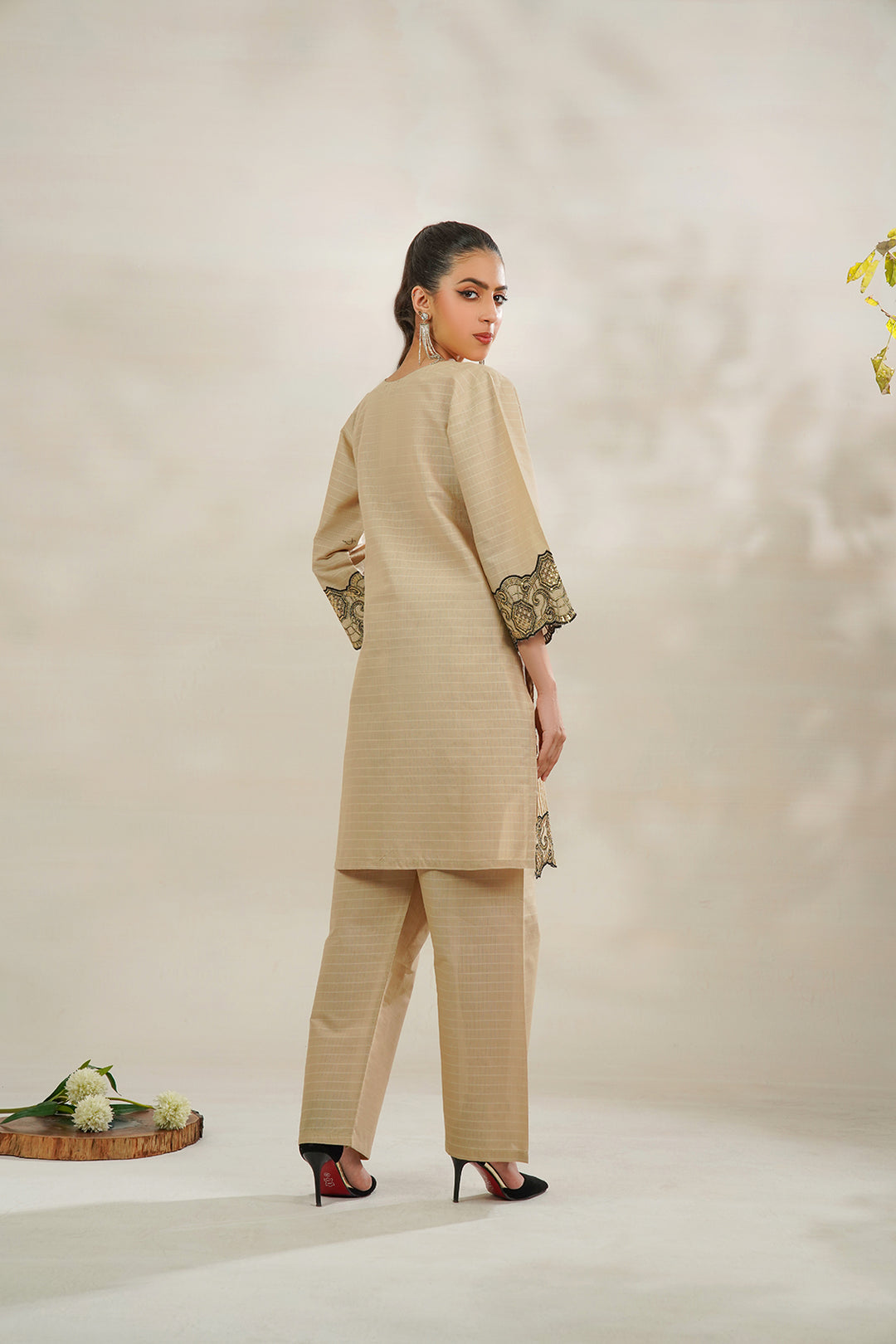 2-PC Embroidered Cambric
