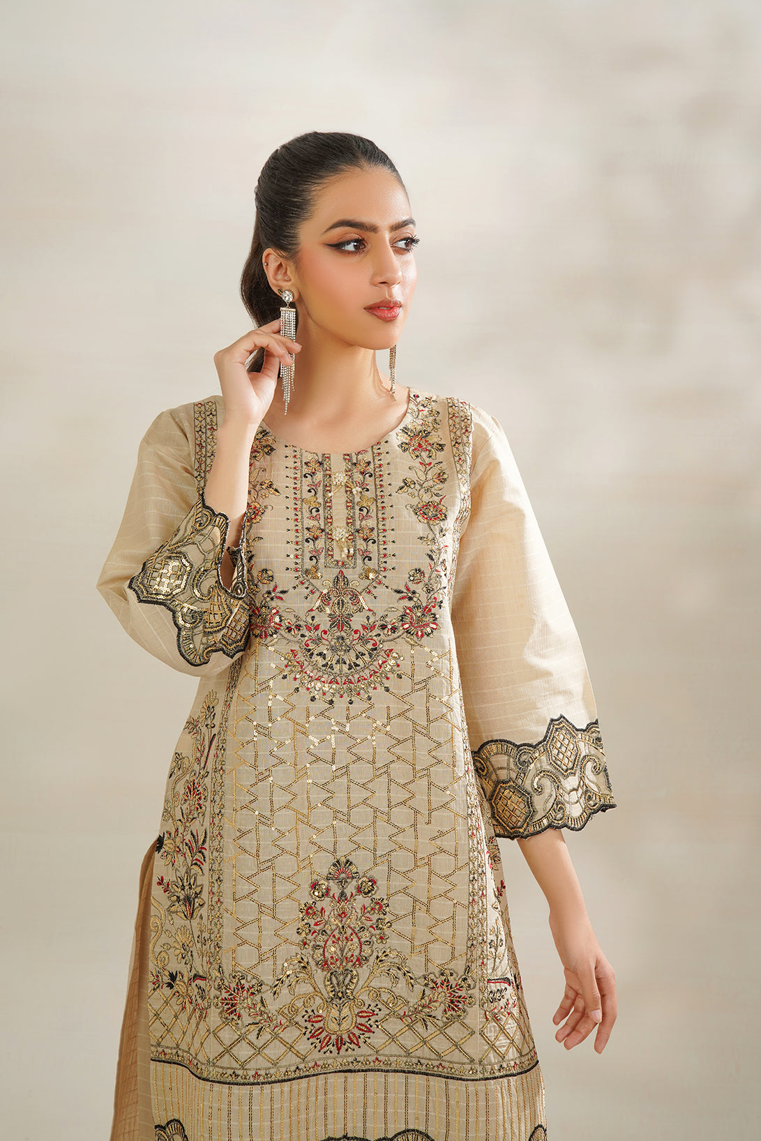 2-PC Embroidered Cambric