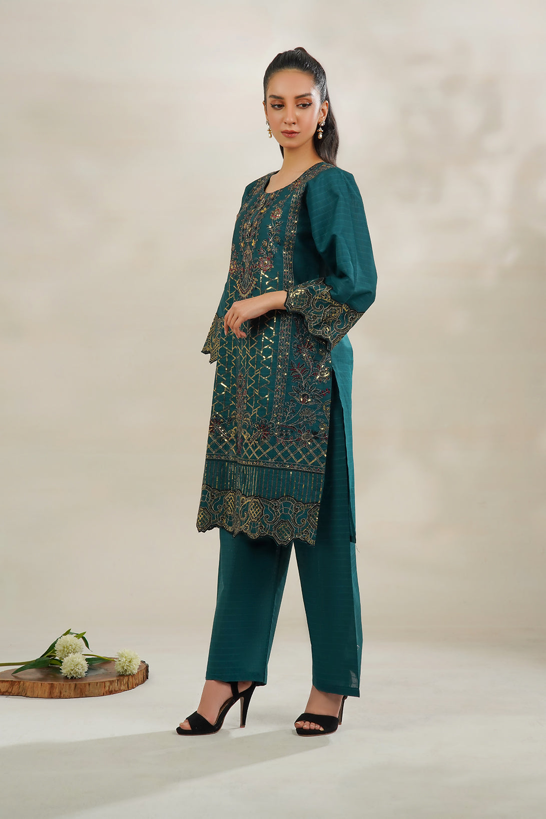 2-PC Embroidered Cambric