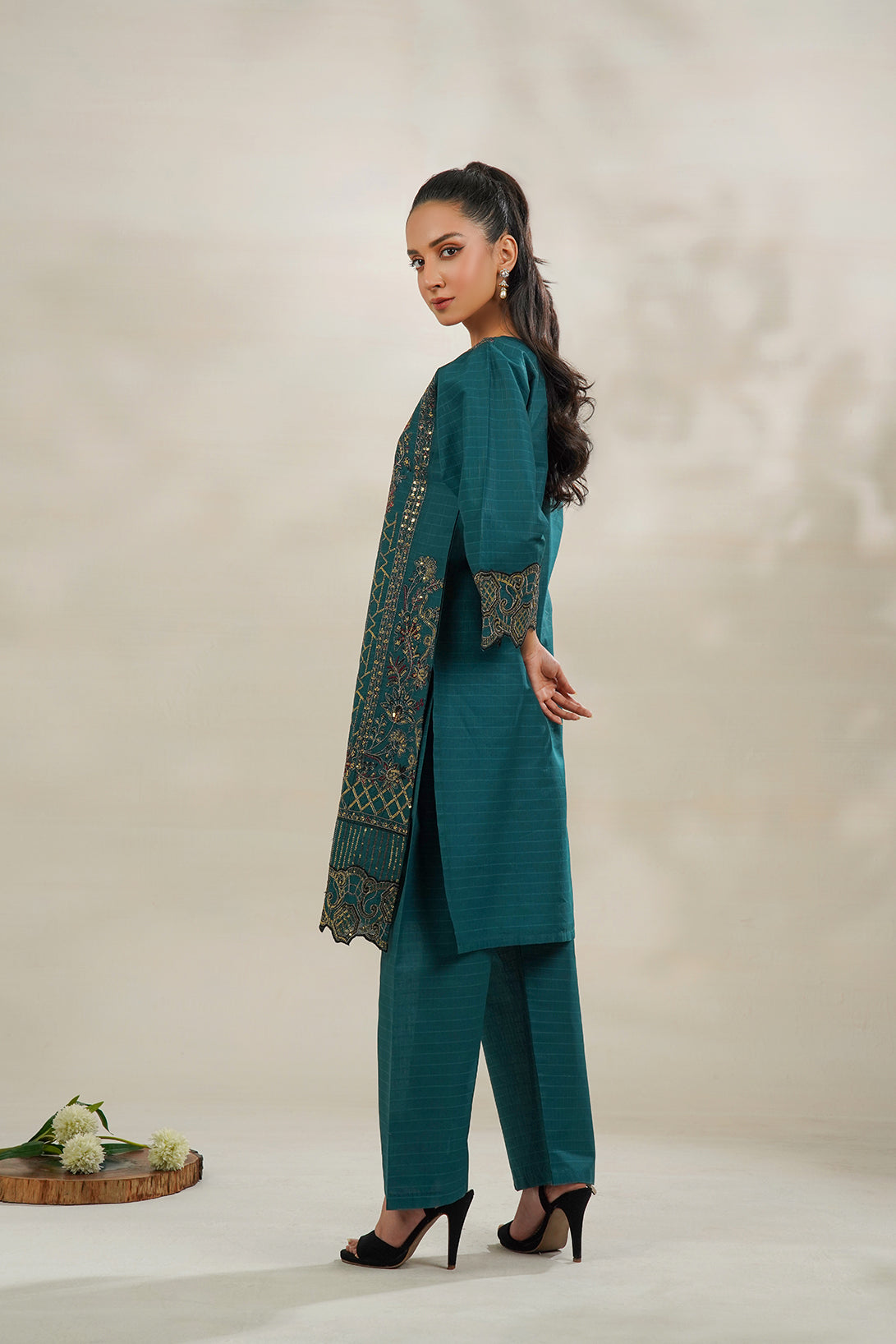 2-PC Embroidered Cambric