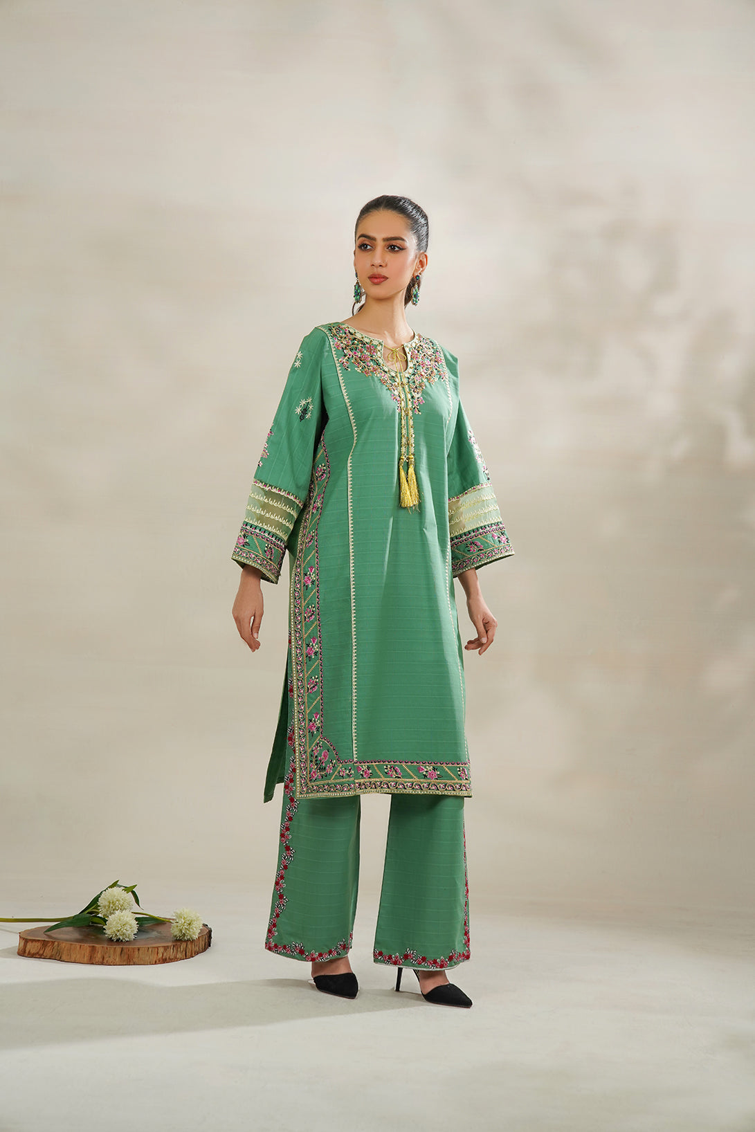 2-PC Embroidered Cambric