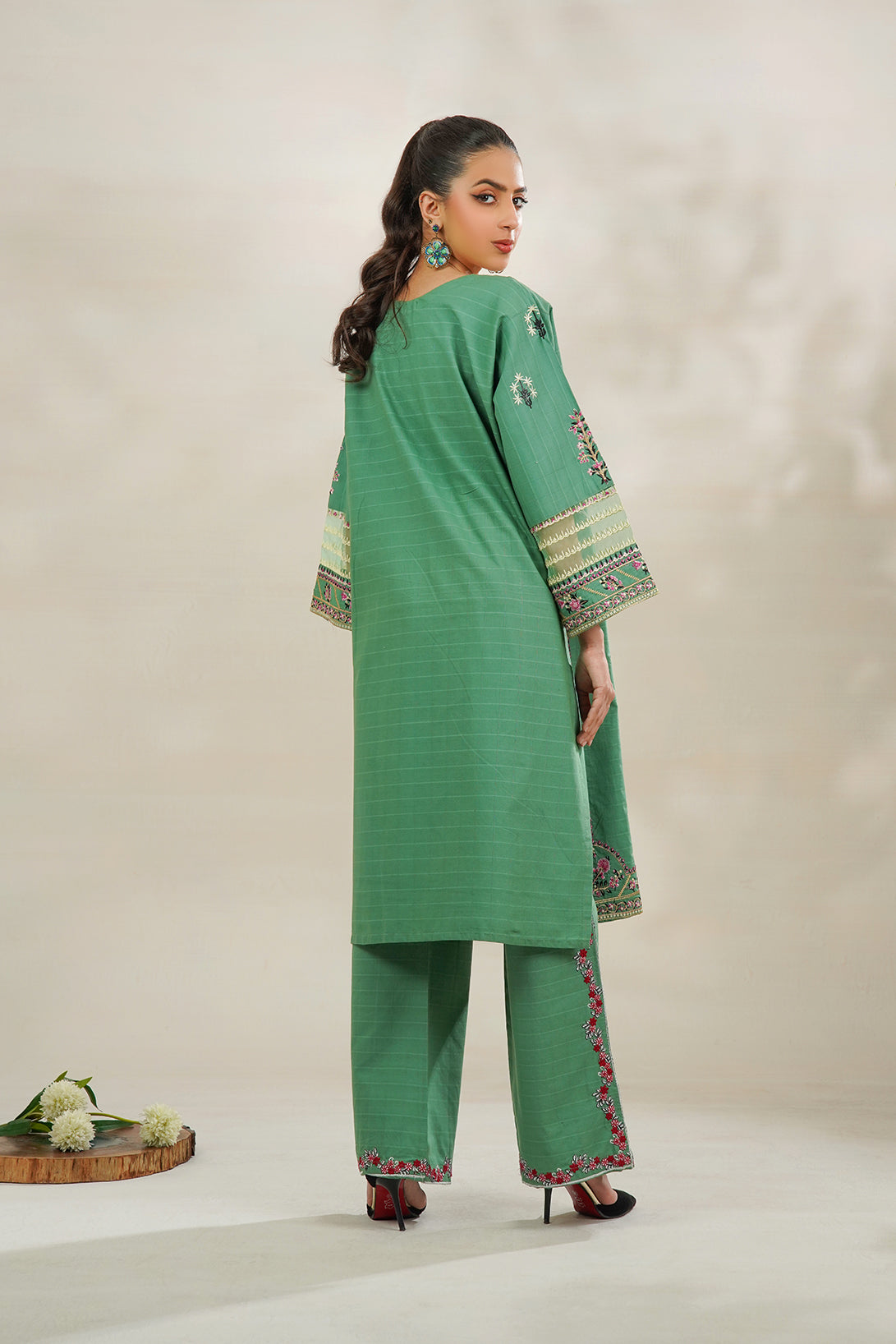 2-PC Embroidered Cambric