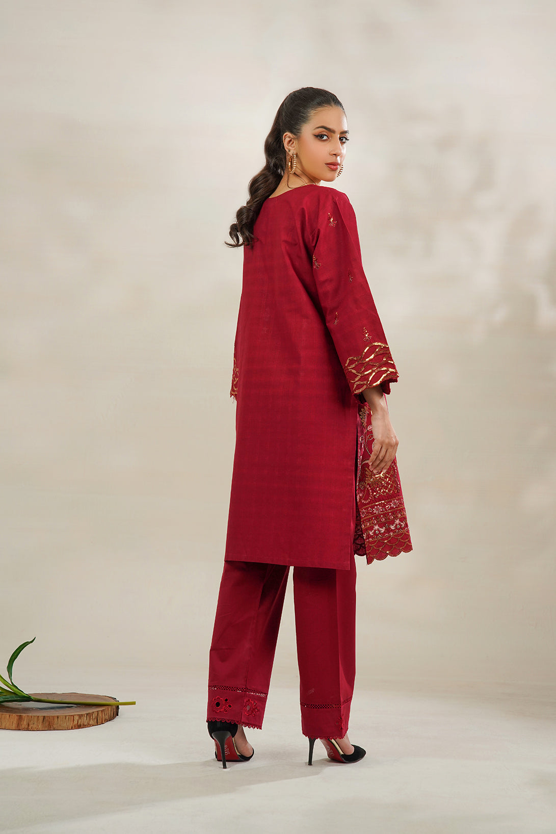 2-PC Embroidered Cambric