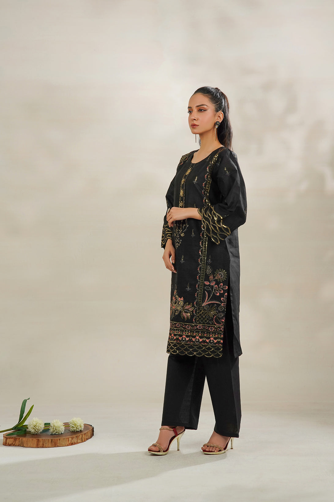 2-PC Embroidered Cambric