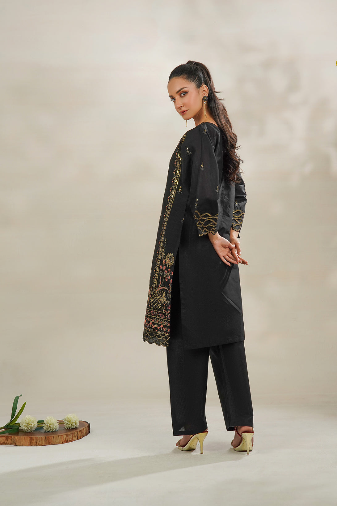 2-PC Embroidered Cambric