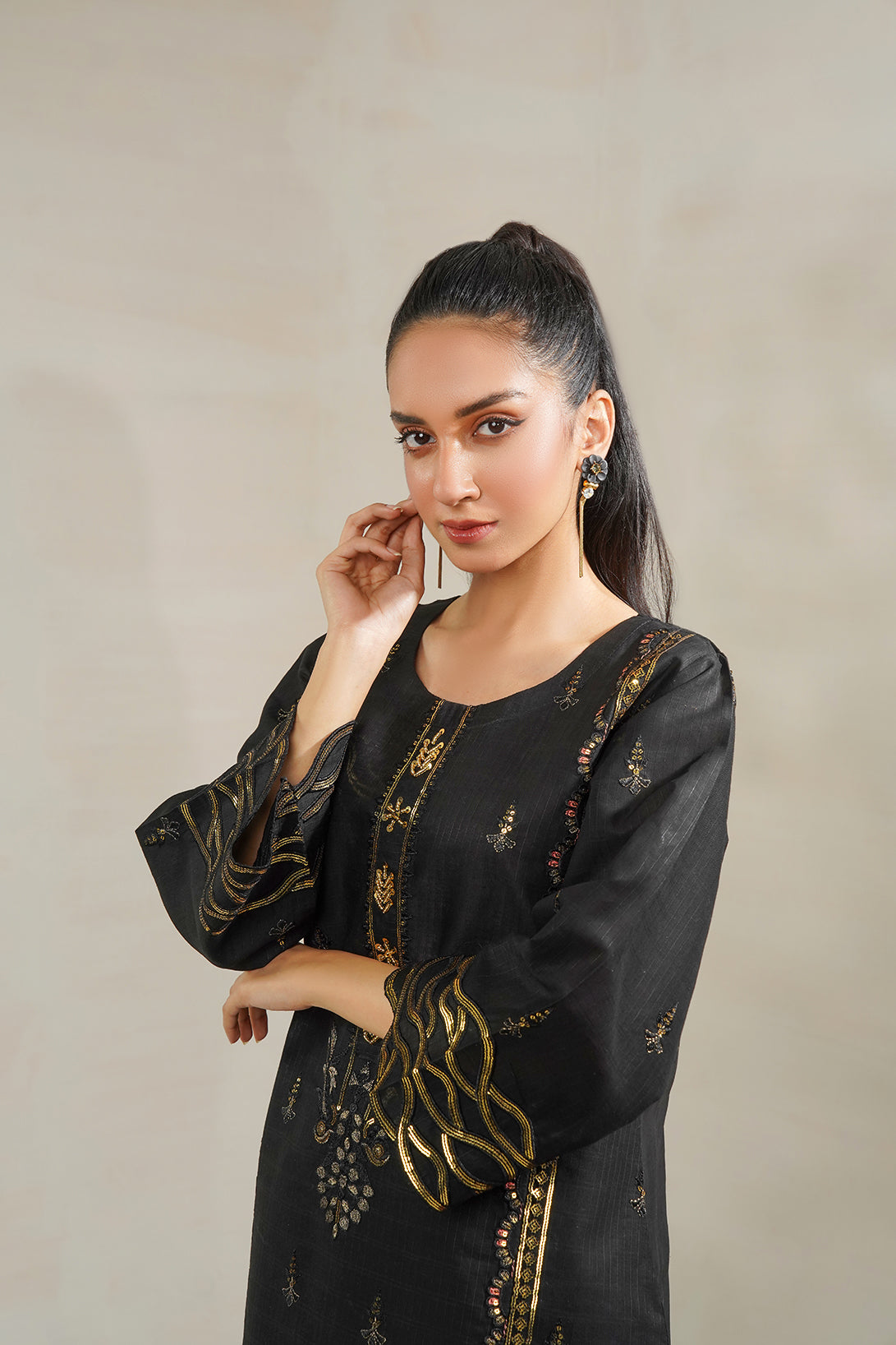 2-PC Embroidered Cambric