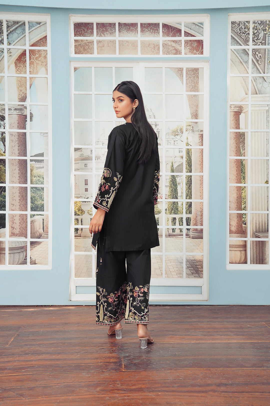2-PC Casual Embroidered Cambric
