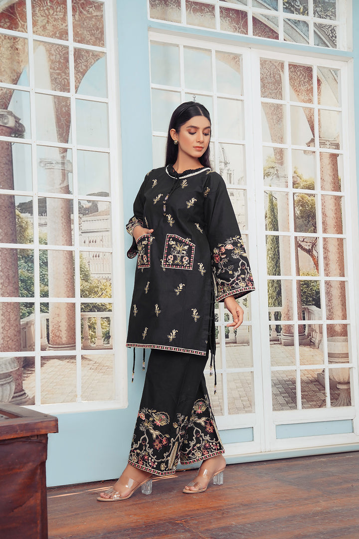 2-PC Casual Embroidered Cambric
