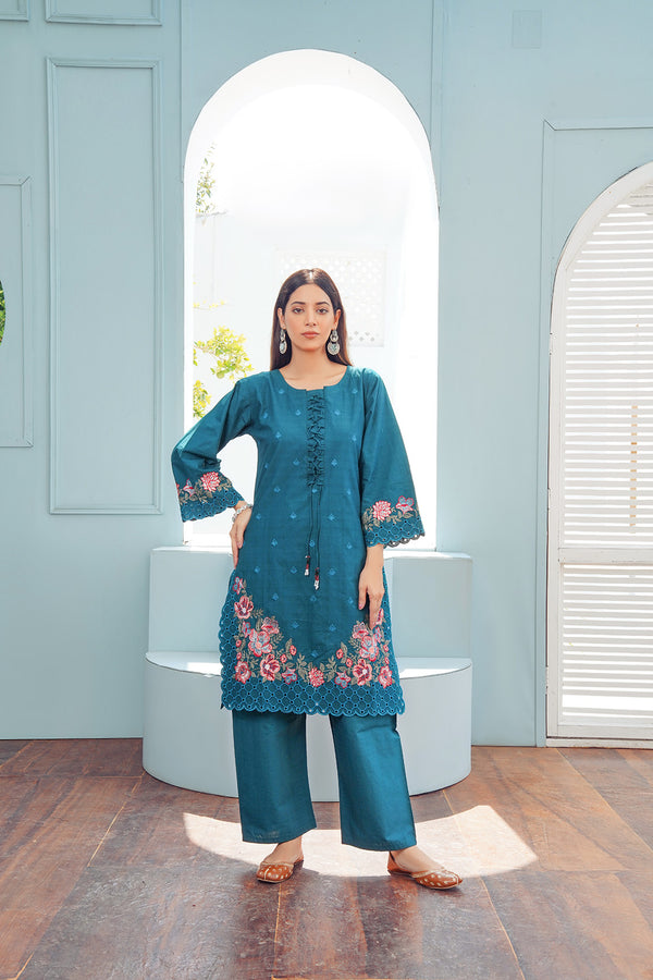 2-PC Casual Embroidered Cambric