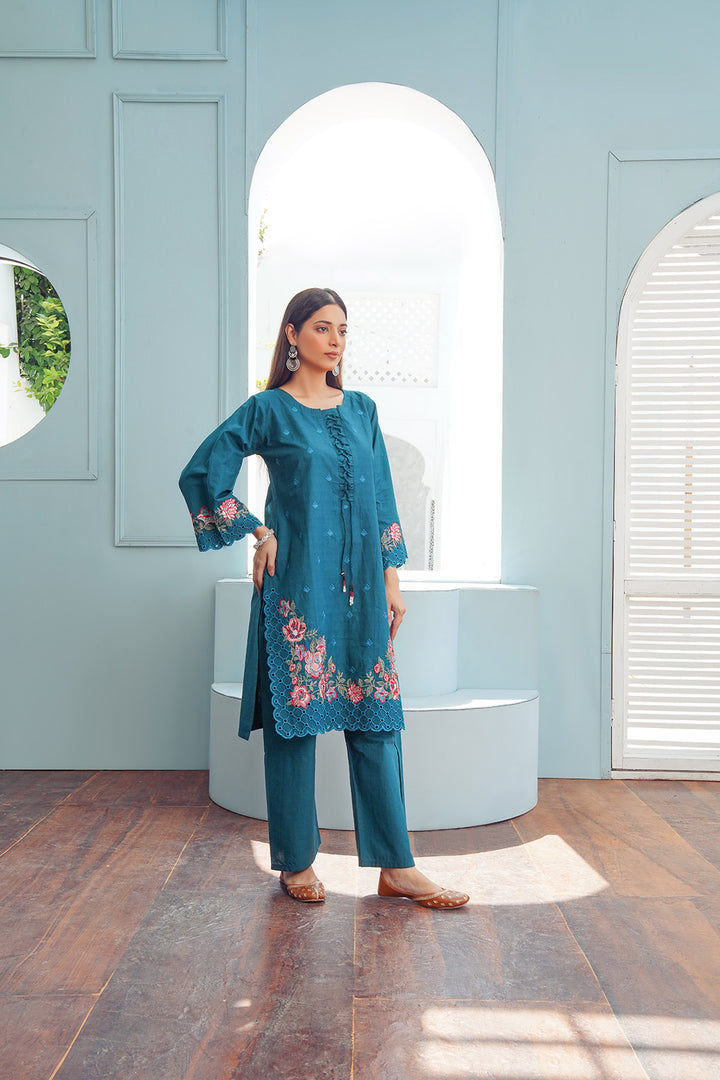 2-PC Casual Embroidered Cambric