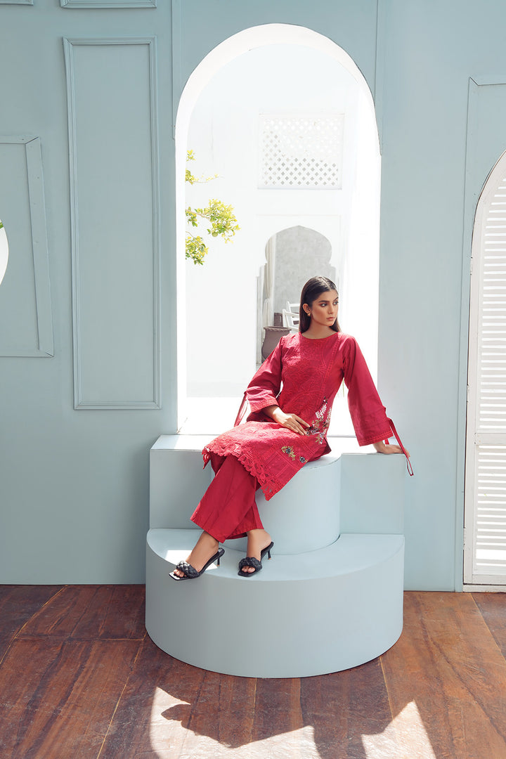 2-PC Casual Embroidered Cambric