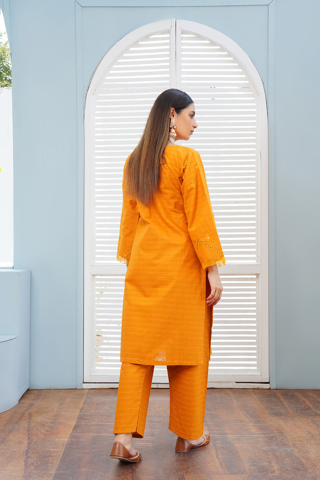 2-PC Casual Embroidered Cambric