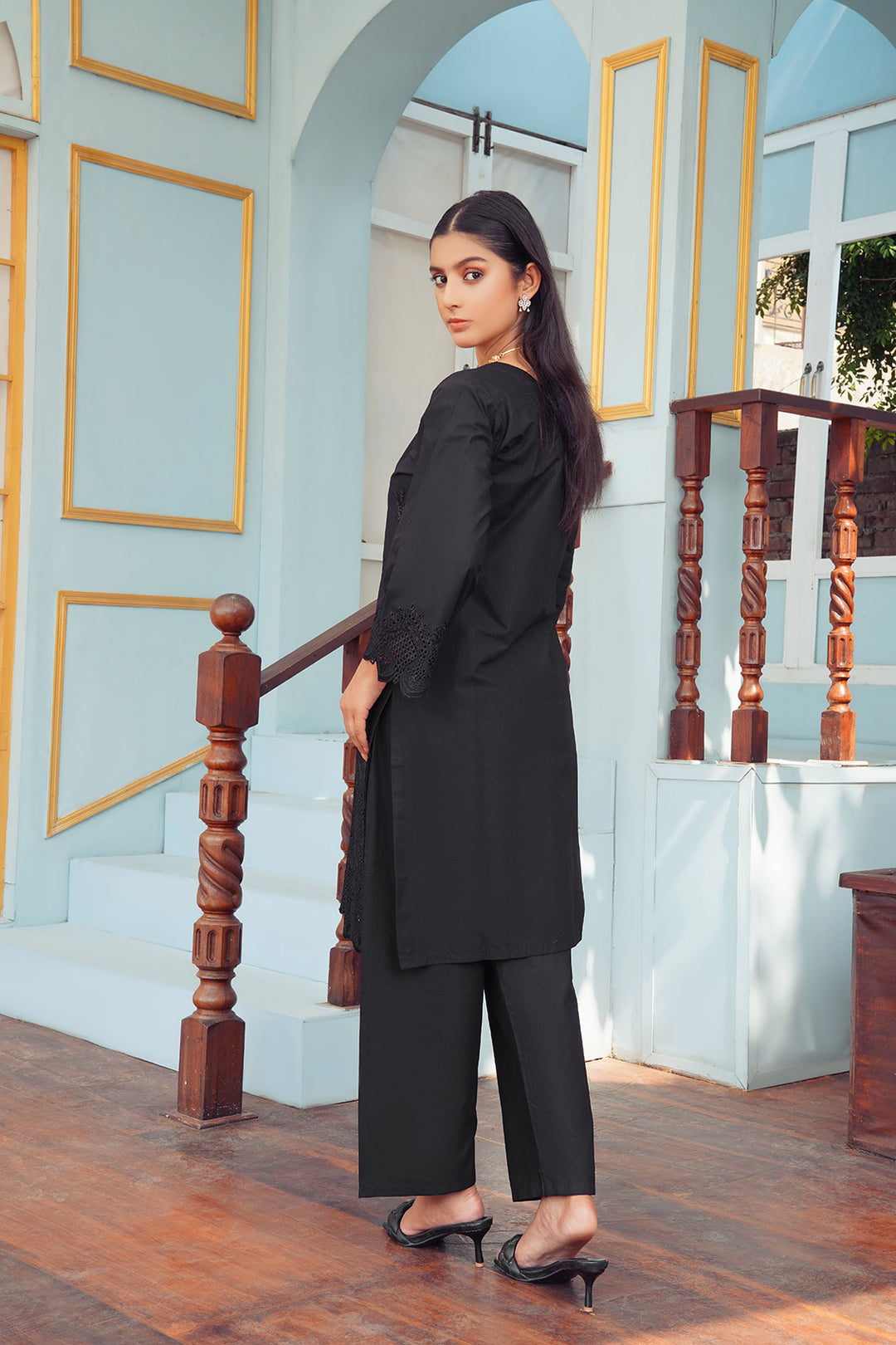 2-PC Casual Embroidered Cambric