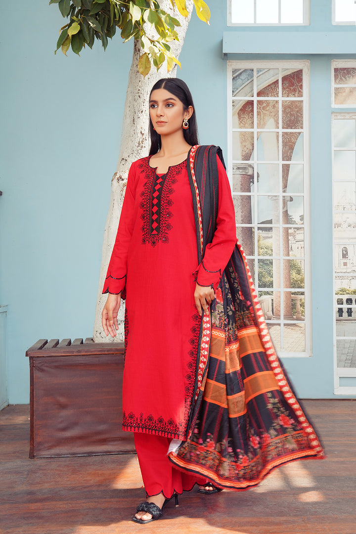 3-PC Casual Embroidered Khaddar