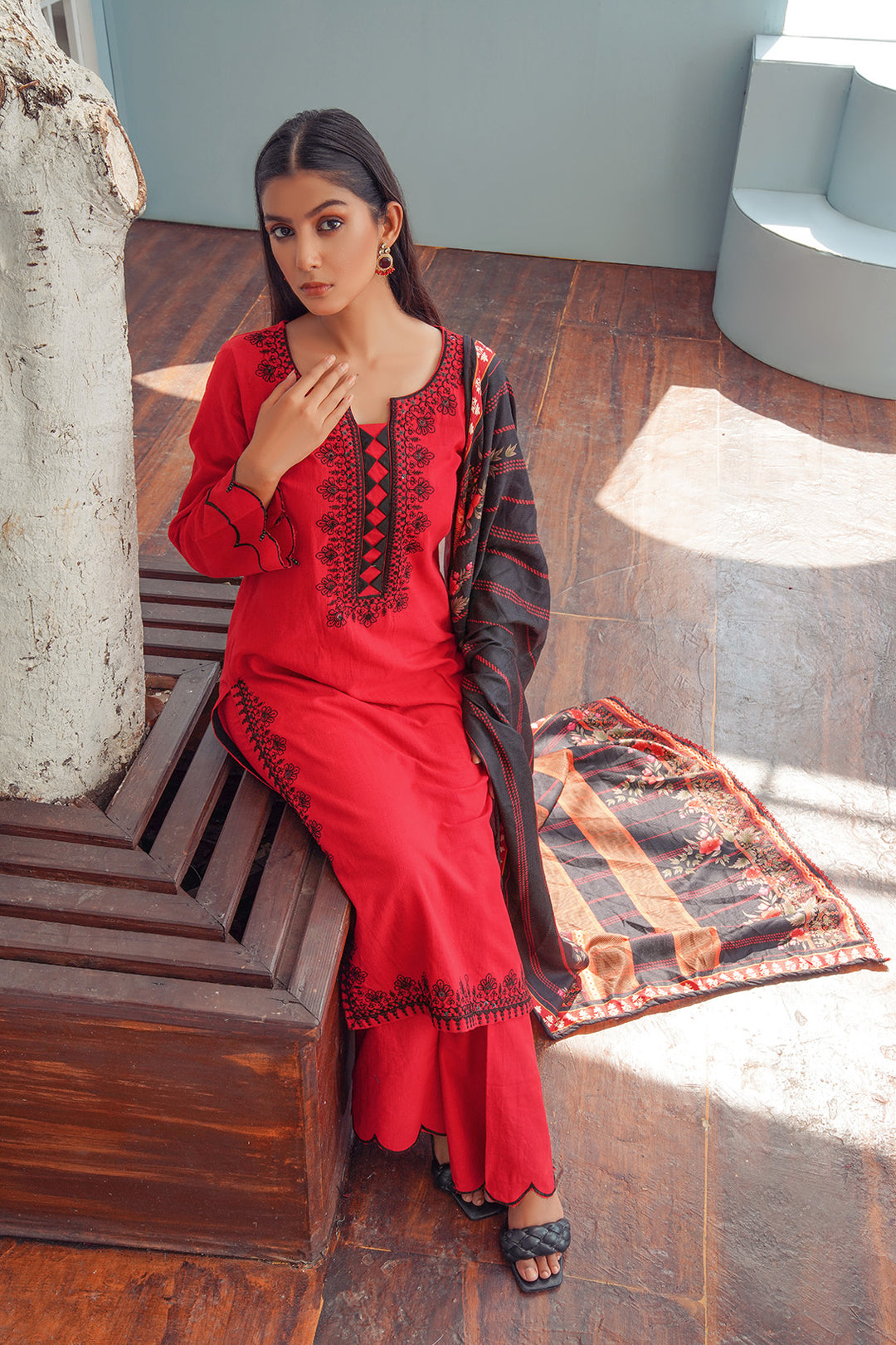 3-PC Casual Embroidered Khaddar