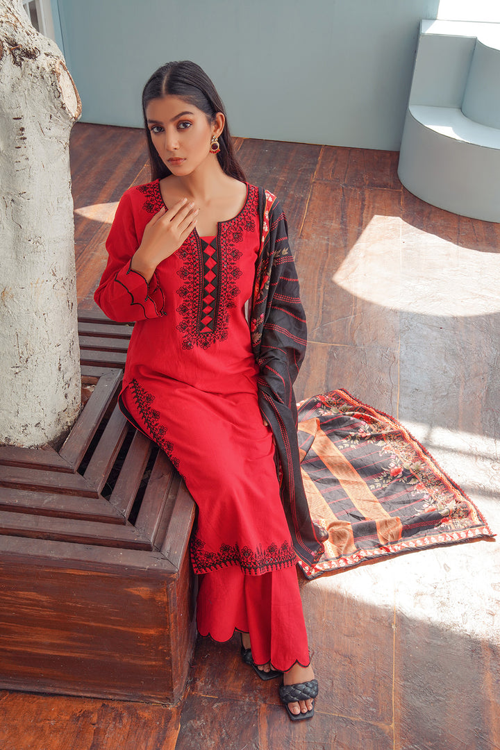 3-PC Casual Embroidered Khaddar