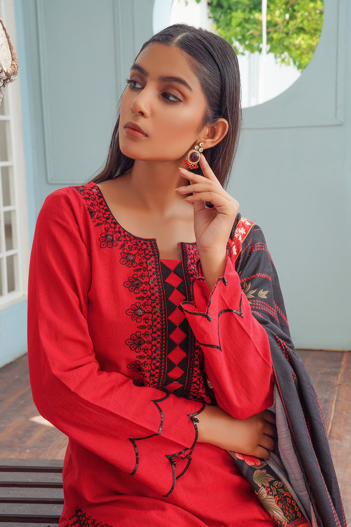 3-PC Casual Embroidered Khaddar