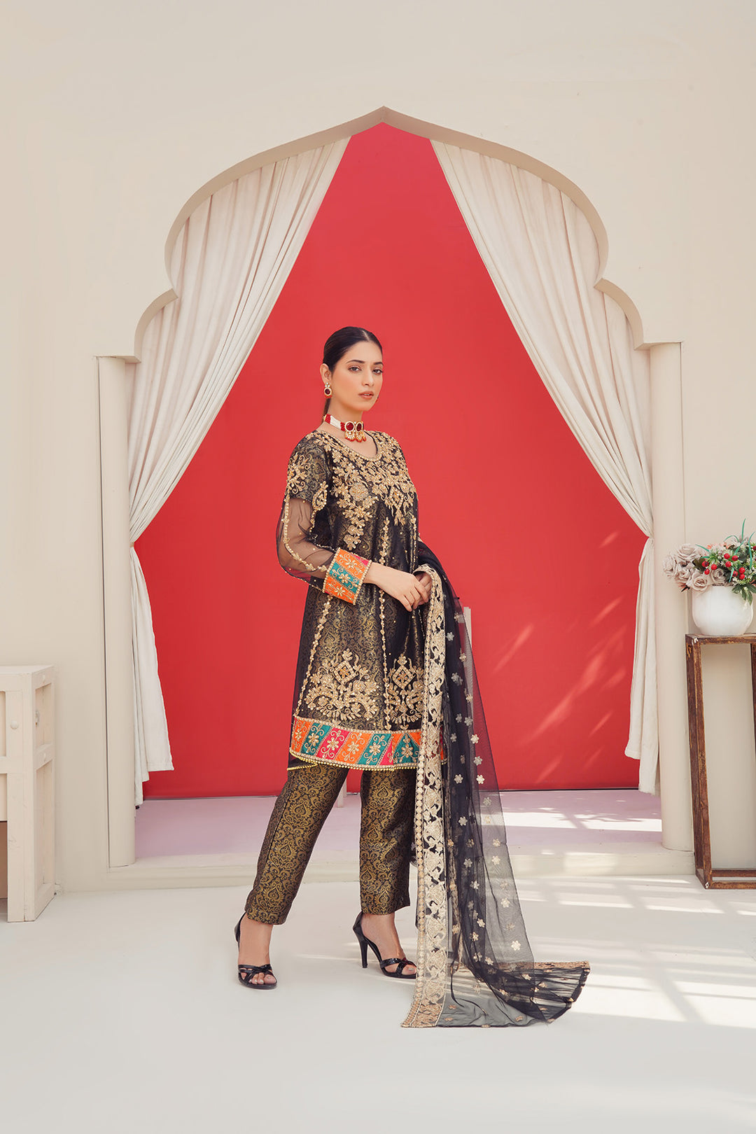 3-PC Fancy Embroided Jacquard
