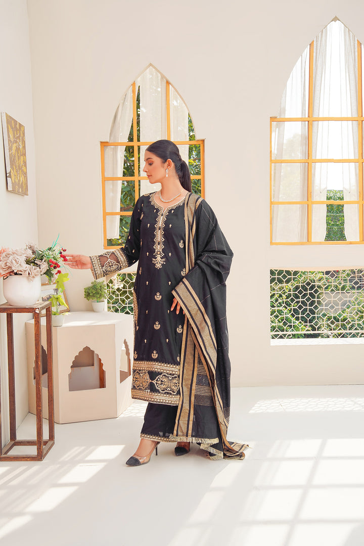 3-PC Fancy Embroided Cotton Silk